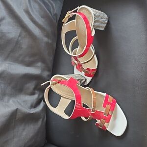 Jeannot Red&Brown Italian Sandals, Size 9